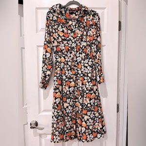 Who What Wear Orange/Black Midi-dress